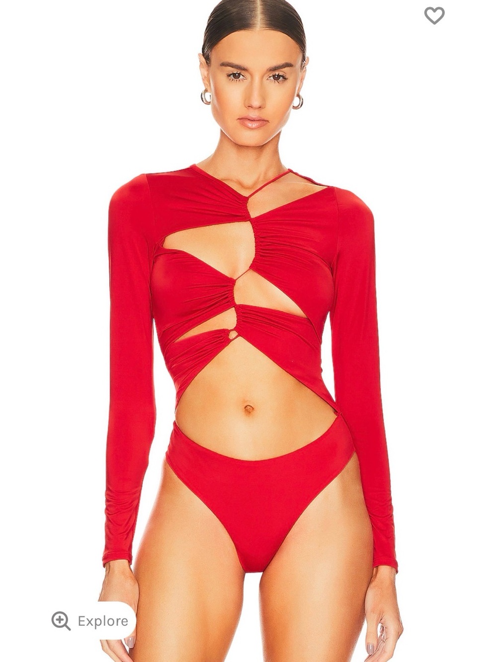 NWT AFRM Red Long-Sleeve Cutout Bodysuit